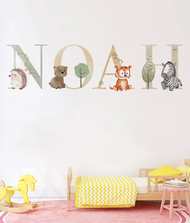NOAH stickers on nursery wall
