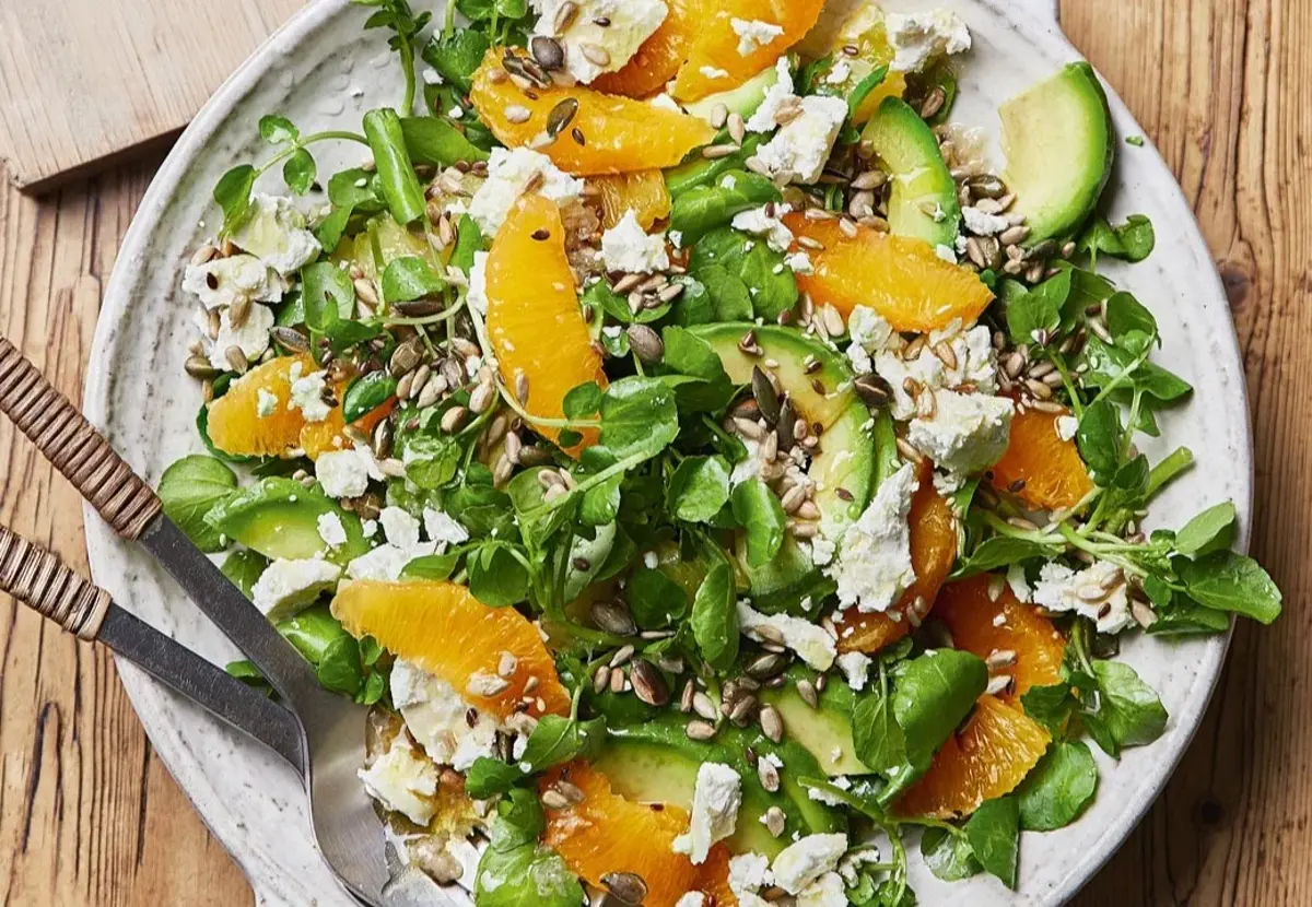 A citrus, avocado and feta spring salad