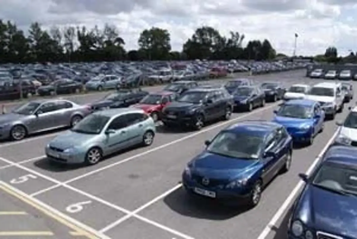 Rows of parked cars at an airport car park