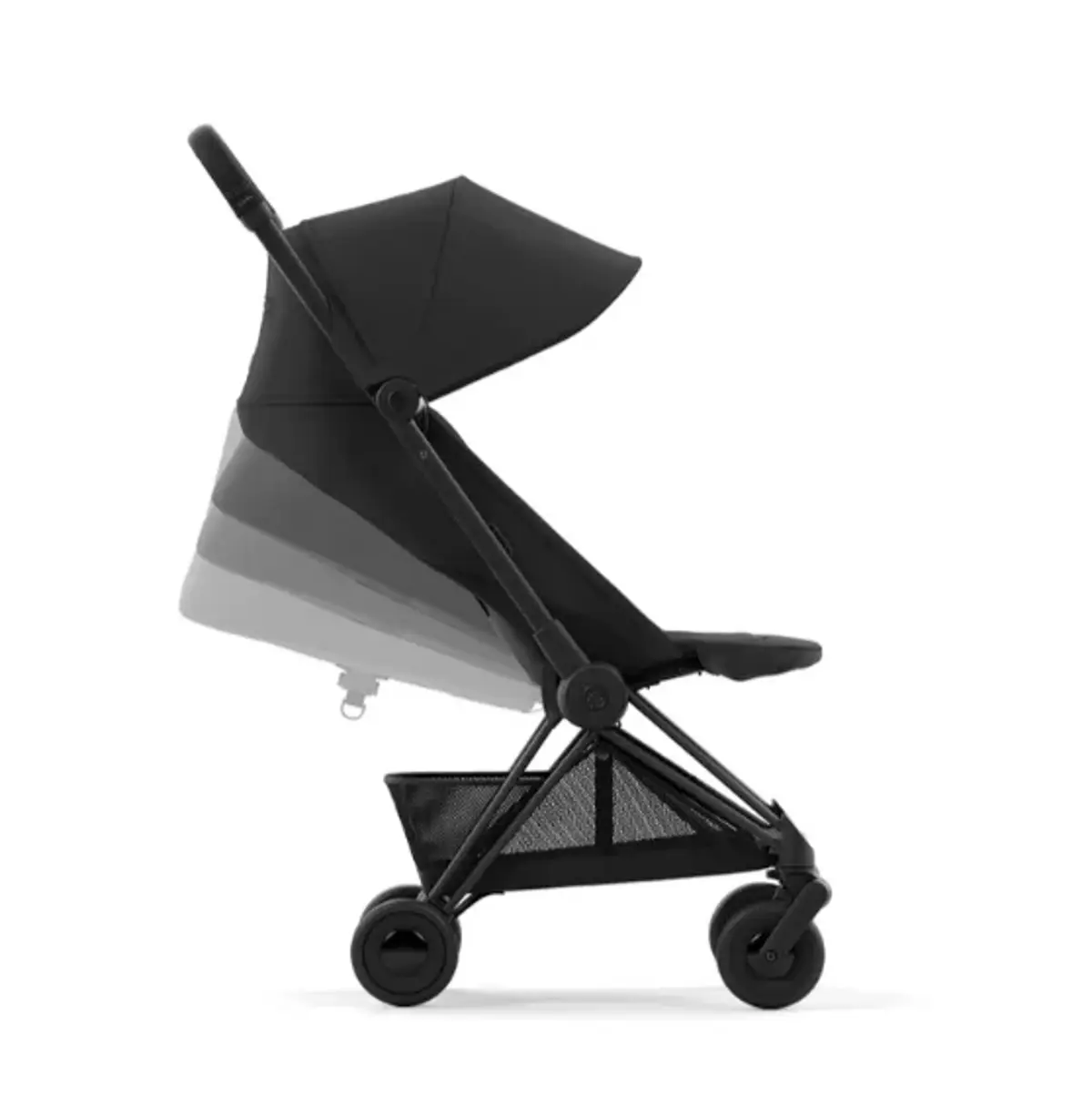 The travel stroller's recline positions