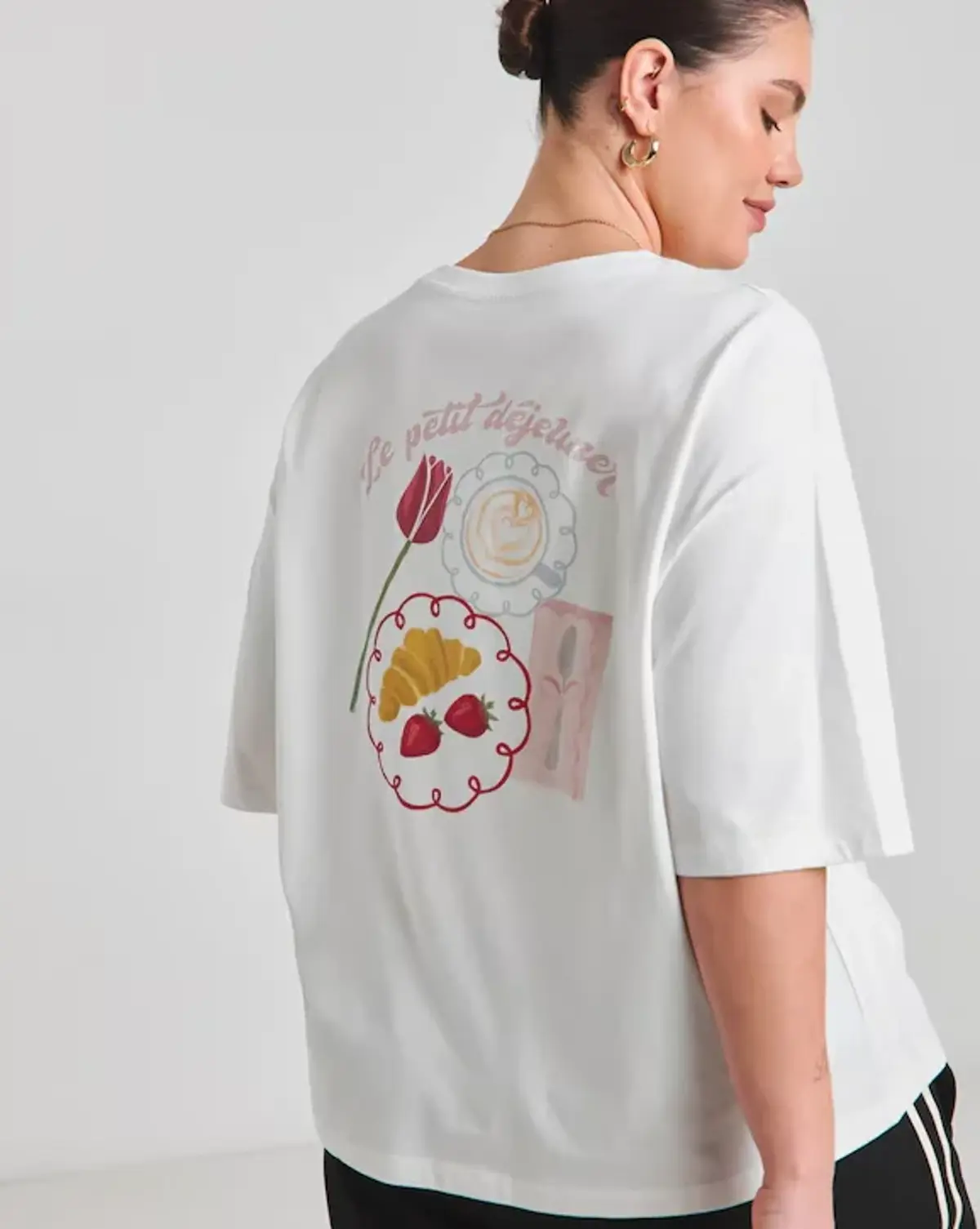A Simply Be white graphic breakfast t-shirt