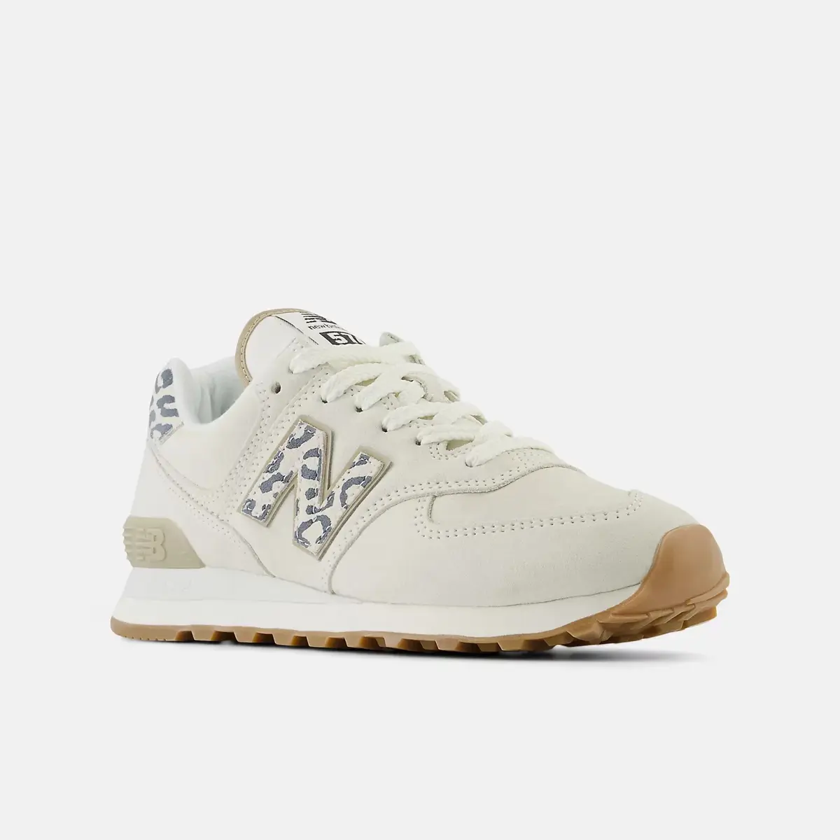 Beige and leopard-print New Balance trainers