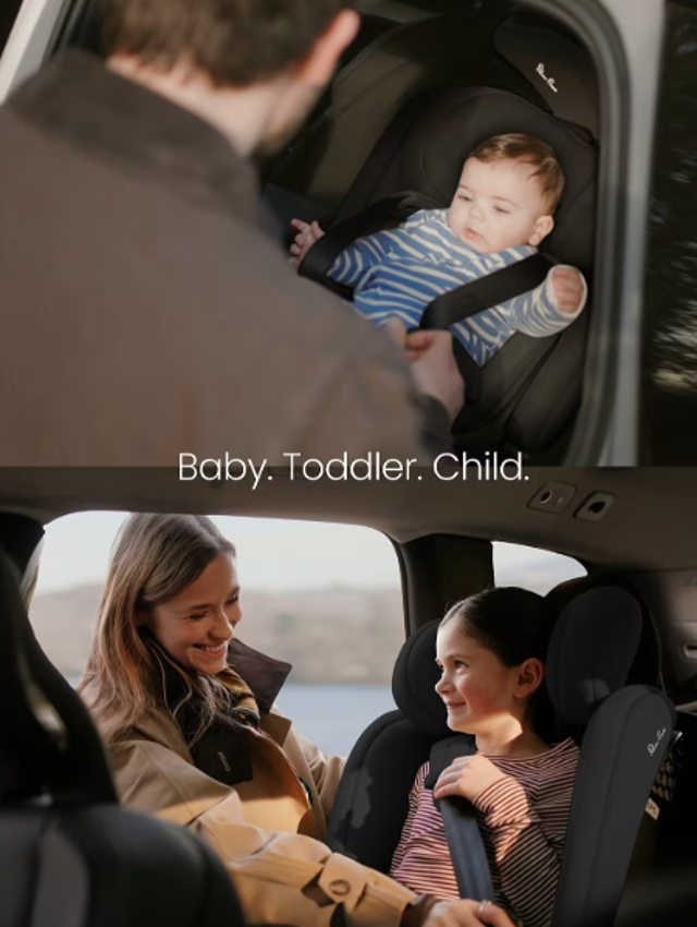 Baby and young girm in car seat